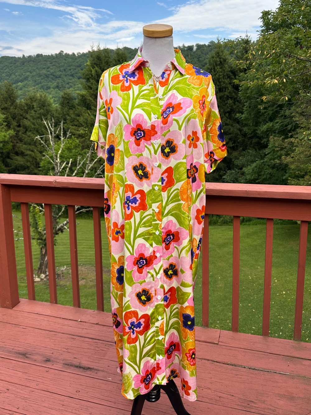 FRNCH Paige Button Front Dress Spicy Garden Creme - Picture 2 of 7